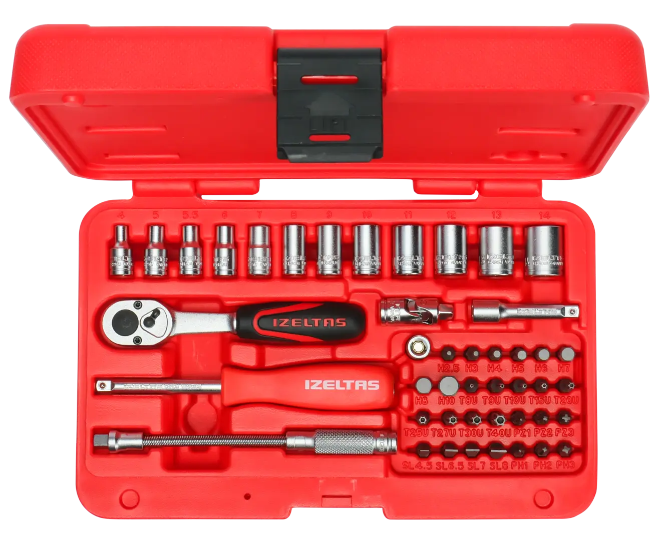 İzeltaş 1/4 Altı Köşe Lokma Anahtar Ve Bits Set 45 Parça